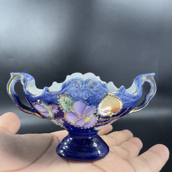 Vintage Germany Fien Porcelain Basket Dish Small Miniature Dish With Handles VTG - Picture 10 of 11